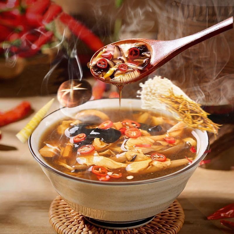 Freeze-dried vegetable soup,Hot and sour soup,Healthy nutrition breakfast,Fresh Mushrooms wakame,Instant Meals,Side dishes,Vegan,miso soup,Chinese snack gif (Hot and sour soup,24packs)
