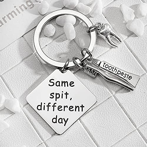 yaozeio Dental Hygenist Gift Dentist Gifts for Women Men Same Spit Different Day Keychain Gifts for Dentists Male Dental Assistant Student Gifts Key Chains
