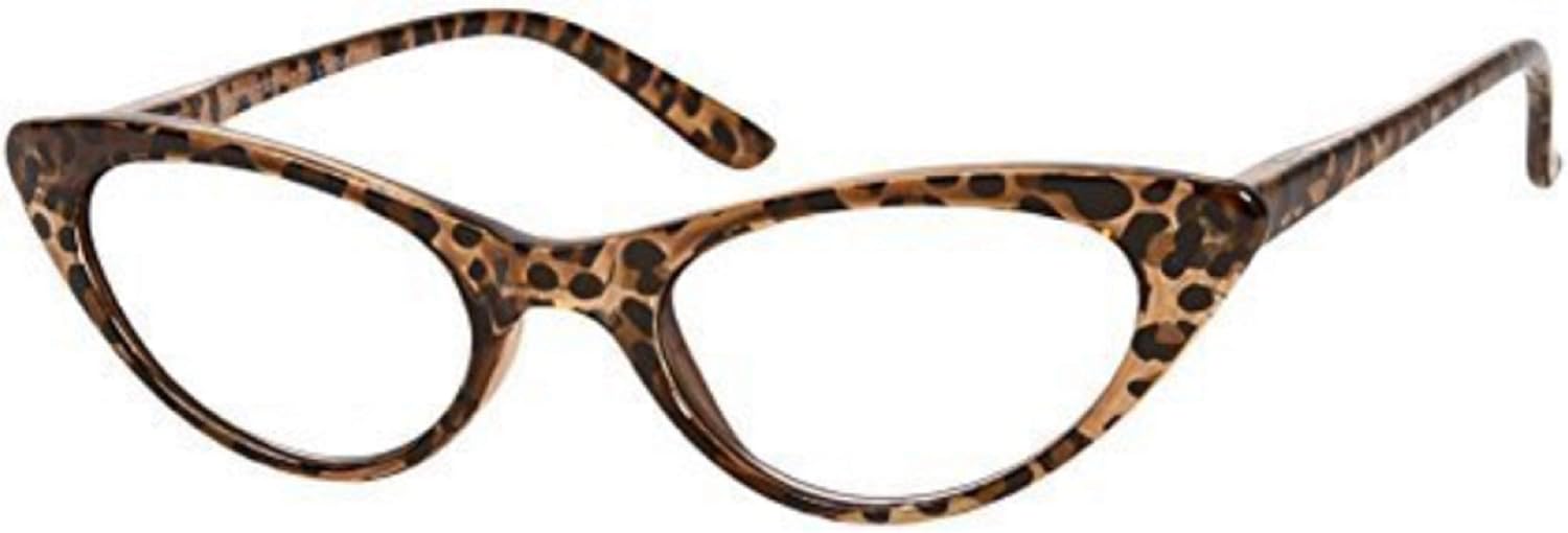 Readers The Brit Cat Eye Reading Glasses, Full Frame for Women +2.00 Brown Leopard (1 Microfiber Cleaning Pouch Included)