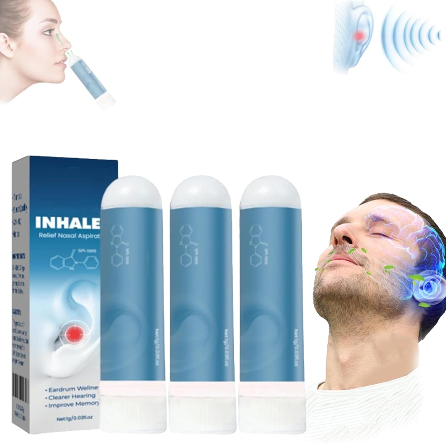 Earscalm Nasal Aspiration, Techsilen for Tinnitus, Techsilen Tinnitus Inhaler, Echo Ease Tinnitus Inhaler, Tinnitus Inhaler Relief for Ringing Ears (3pcs)