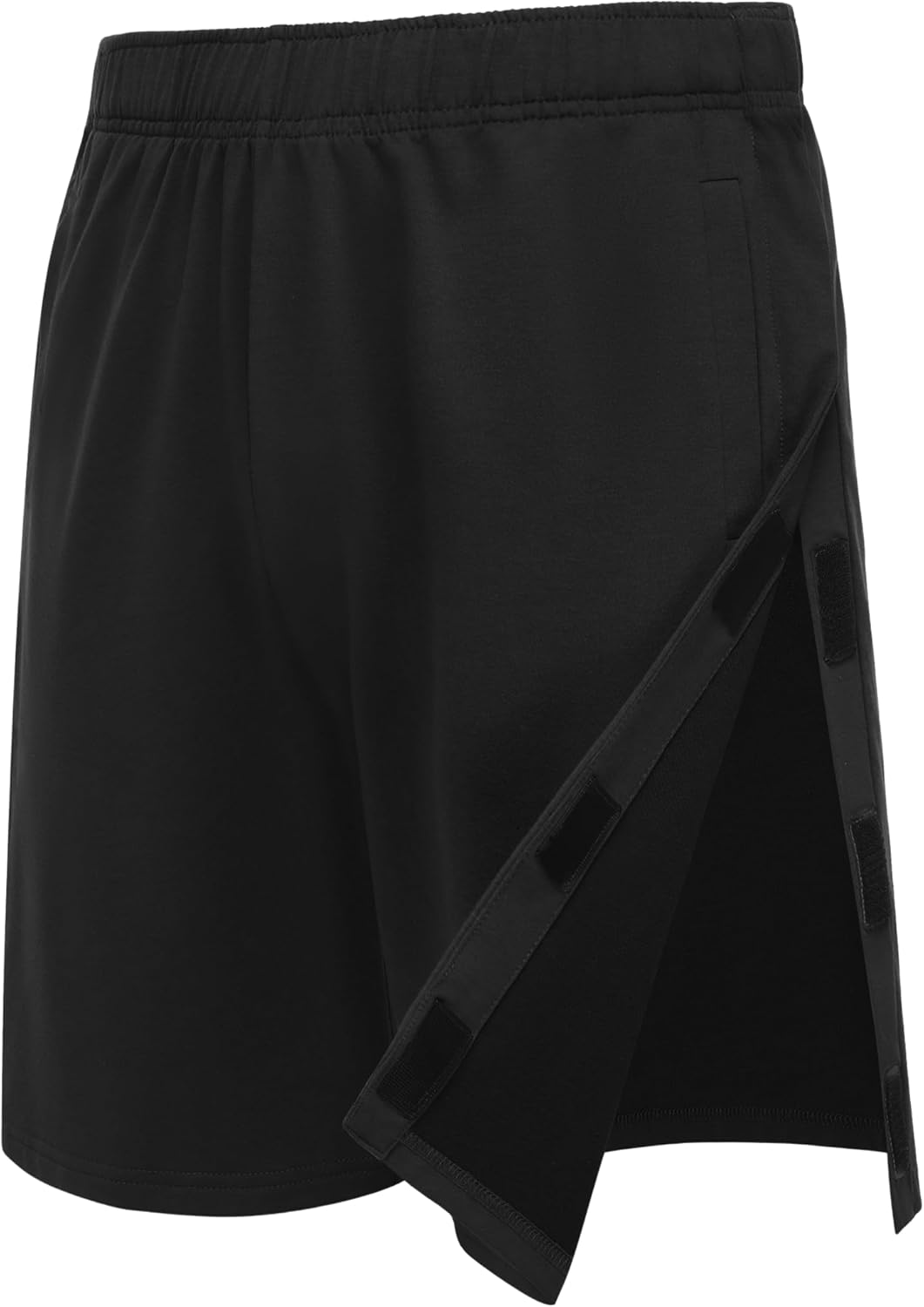 Deyeek Unisex Tear Away Shorts 9" Snap On Athletic Shorts Cotton Post Knee Hip Surgery Recovery Lounge Short with Pockets