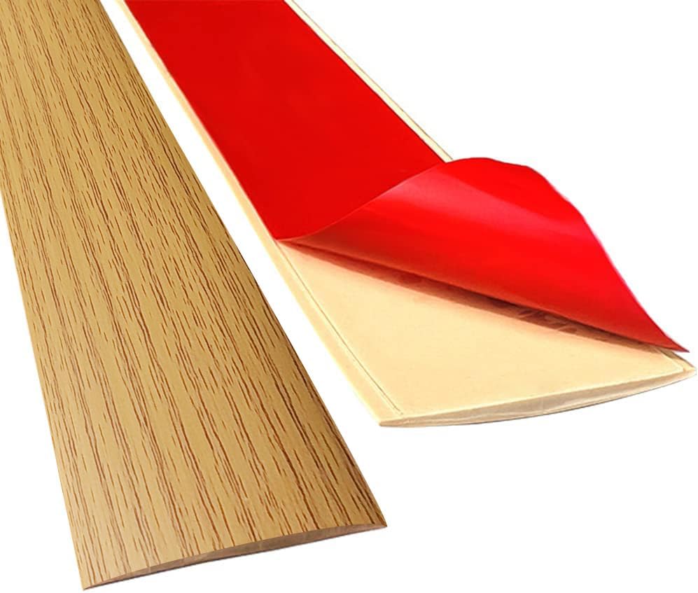 Floor Transition Strip Self Adhesive Laminate Floor Strip Threshold Seam Cover Strip Vinyl Door Floor Trim Elegant Wood Grain Design (Brown Wood Grain, 2"/6.6 FT)