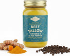 FOND Regenerative Grass-Fed Beef Tallow for Cooking – High Smoke Point Grass Fed Beef Tallow for Frying, Sautéing, & Roasting – Sustainably Sourced, Seed Oil Free – Turmeric & Black Pepper, 14oz