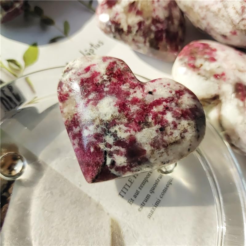 Natural Pretty Plum Blossom Tourmaline Quartz Crystal Heart Healing (Color : Random delivery, Size : 50-60mm)