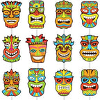 24pcs Hawaii Tiki Cupcake Toppers Hawaiian Luau Birthday Party Decorations Hawaiian Aloha Cake Cupcake Decorations for Hawaii Summer Theme Birthday Party Baby Shower Supplies