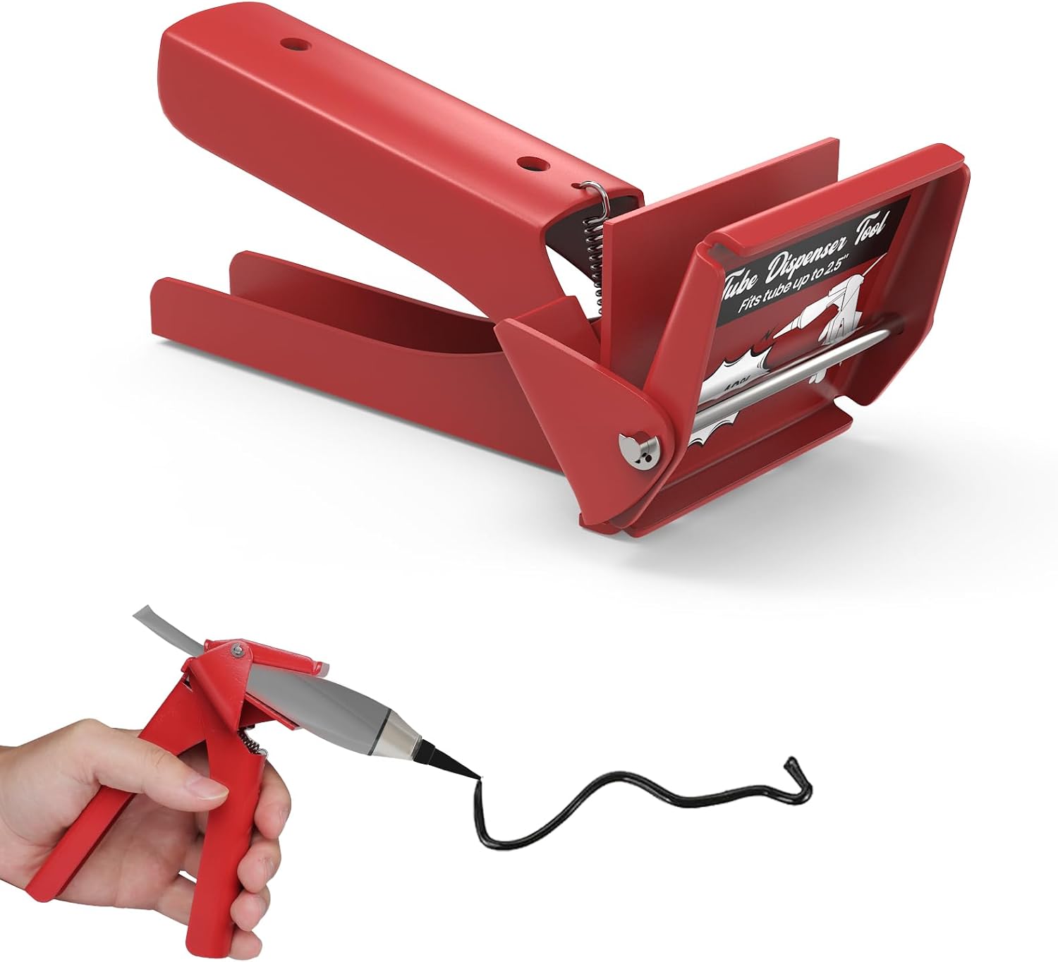Tube Extrusion Tool, Tube-Grip Industrial Size Dispenser, Efficient RTV and Silicone Dispenser, Prevent Material Waste, Red