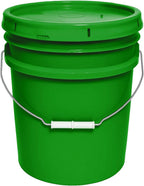 MKS Plastics 5-Gallon Bucket with Airtight Lid – Made in USA, Food Grade BPA Free Plastic, Heavy Duty Multi-Use, Metal Handle with Grip, Stackable Storage – Green, 1 Pack
