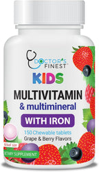 Lifeable Multivitamin & Multimineral with Iron Chewables for Kids – Vegetarian – Gluten Free Vegetarian – Great Tasting - Natural Flavored Pectin Chews with Vitamins A, B, C, D & E – 150 Count