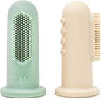mushie Baby Finger Toothbrush (Cambridge Blue/Shifting Sand) 2-Pack