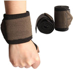 1Pair Wrist Wrap Weight Lifting Gym Cross Training Fitness Padded Thumb Brace Strap Power Hand Support Bar Wristband,Brown