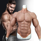 Fake Chest Muscles Costume - Realistic Male Chest Silicone Muscle Suit Simulation Skin for Cosplay Crossdresser,Dark