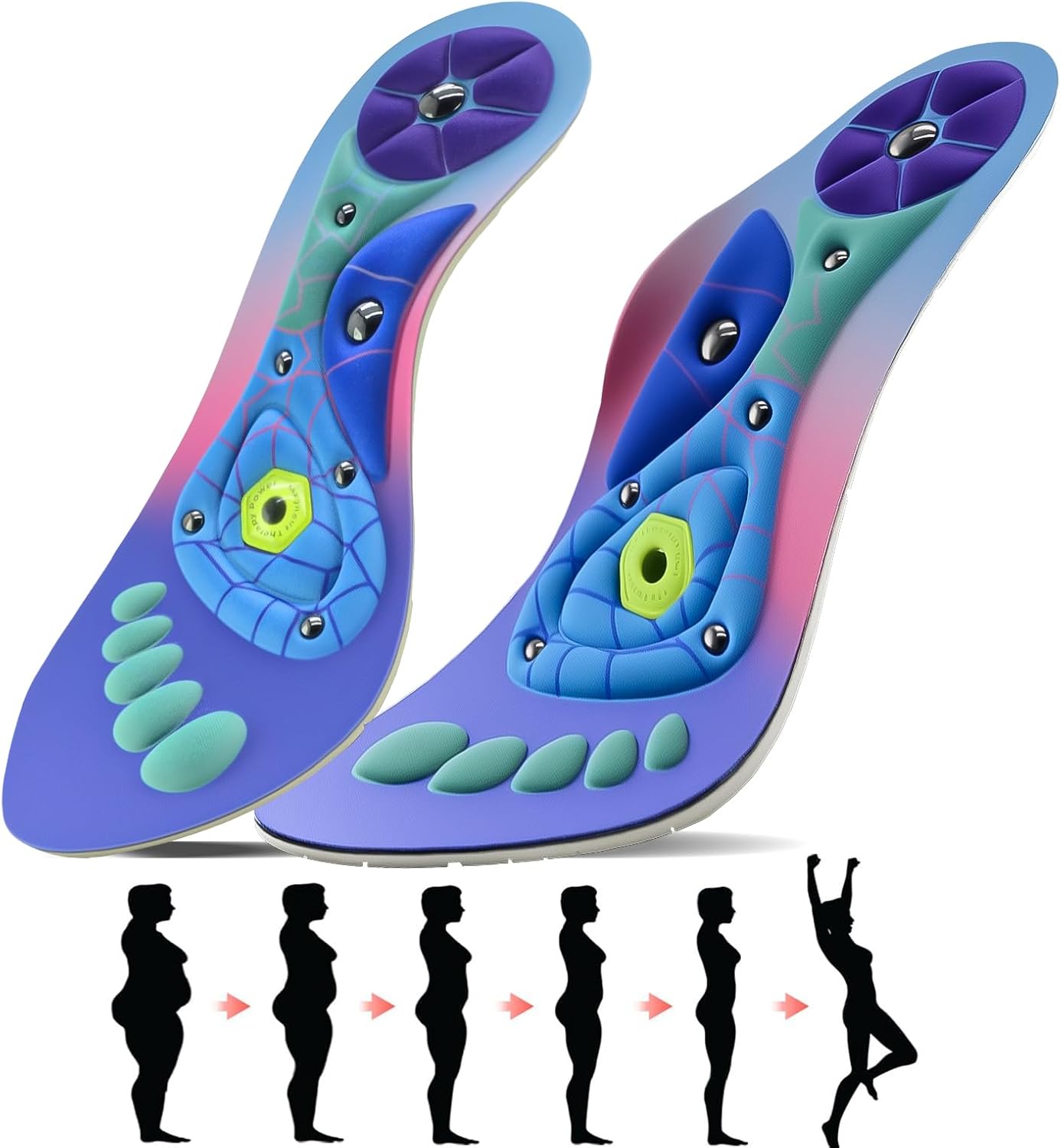 Orthopedic Acupressure Insoles for Men & Women, Reflexology Massage Foot Insoles for Pain Relief, Comfortable Support for Daily Use (New Pink, L(Men 9.5-12/Women 10.5-13))