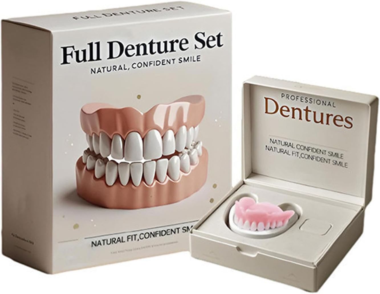 DIY Temporary Denture Kit with Upper & Lower Teeth, Custom Moldable Silicone Denture Liner for Missing Teeth, Cosmetic Fake Teeth Set for Smile Enhancement, Men & Women