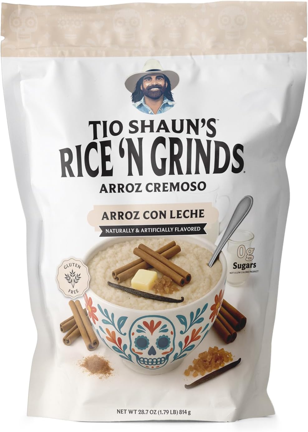Pride Foods El Especial del TíoShaun Rice 'N Grinds Arroz Cremoso - Gluten-Free, Vegan-Friendly, Hot Rice Breakfast Cereal, Quick & Easy Hot Meal, Low-Fat Comfort Food, Arroz Con Leche