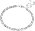 925 Sterling Silver Bracelet for Women,Silver Bracelet Chain Presents for Sister Daughter and Friend, Women's Jewelry for the Daily Occasion (Silvery | Tennis Chain)