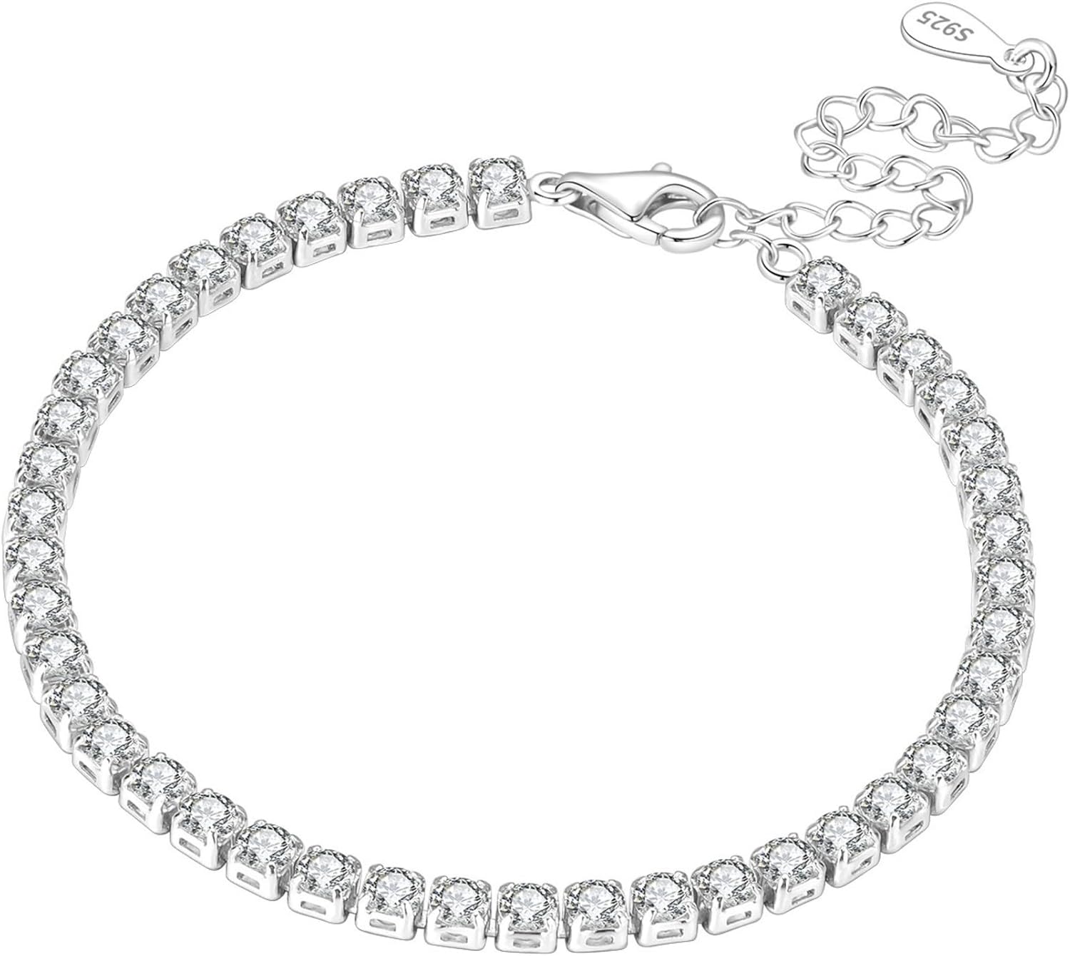 925 Sterling Silver Bracelet for Women,Silver Bracelet Chain Presents for Sister Daughter and Friend, Women's Jewelry for the Daily Occasion (Silvery | Tennis Chain)