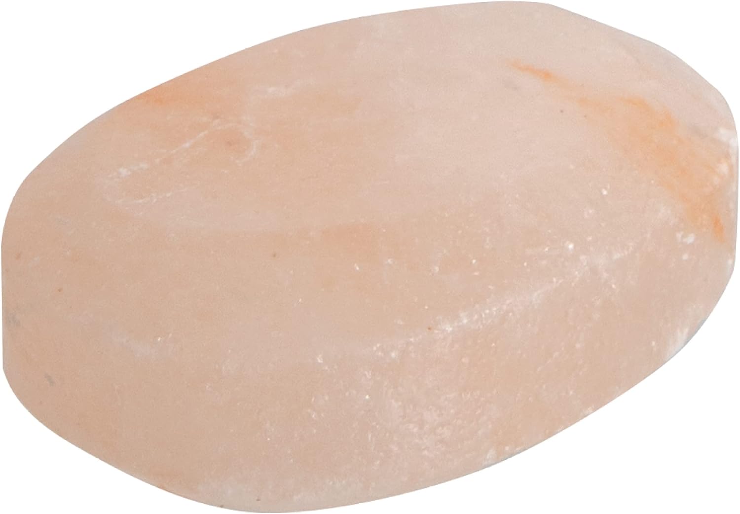 Flat Oval Massage Stone, Pink Crystal Hand-Carved Stone for Massage Therapy, Deodorant and Salt and Sugar Scrubs, 2.5” W x 3.5” L x 1” D