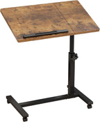 TigerDad Adjustable Overbed Table with Wheels, Rolling Laptop Bed Desk for Home Hospital Use, Height & Tilt Adjustable Mobile Table for Eating, Working, Reading in Bed or Sofa