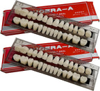 56 Pcs False Teeth Dental Complete Acrylic Resin Denture Teeth, 2 Set Whole Teeth Synthetic Polymer Denture Tooth, 23 Shade A2 Upper + Lower Dental Materials for Replacement, DIY, or Halloween