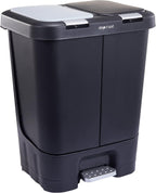 Step N' Sort 2 x 5.5 Gallon, Dual Trash and Recycling Bin with Slow Close Lid,Black,40 Liter,SNS402-B