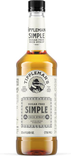 Tippleman's Sugar Free Simple Syrup - Zero-Sugar Allulose Skinny Sweetener - Perfect for Drinks, Cocktails, Coffee, Espresso - Fits Pump - 750ml