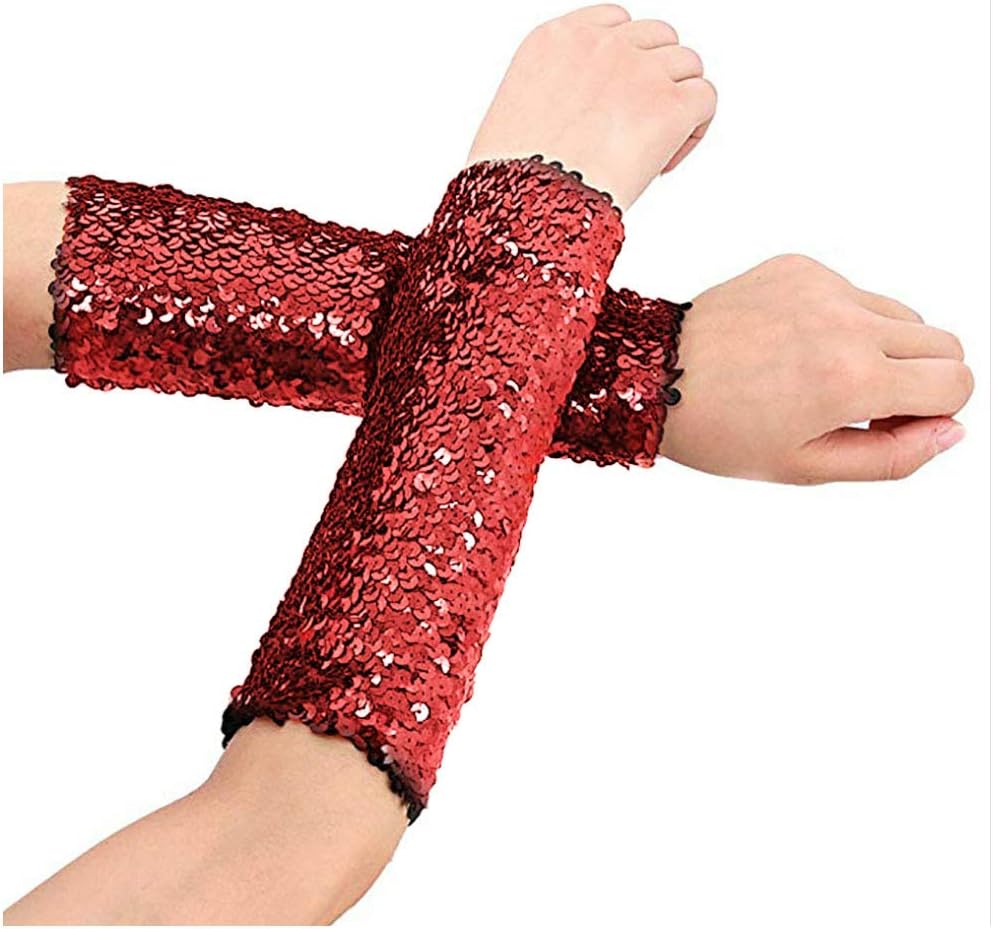 RARITYUS Sparkle Oversleeves Sequin Arm Sleeve Shiny Stretchy Elbow Cuffs for Performance Cosplay Halloween Costume
