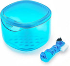 Denture Bath Case Denture Soaking Container with Lid Leak Proof, False Teeth Holder Mouthguard Storage Box Retainer Soaking Case - Transparent Blue