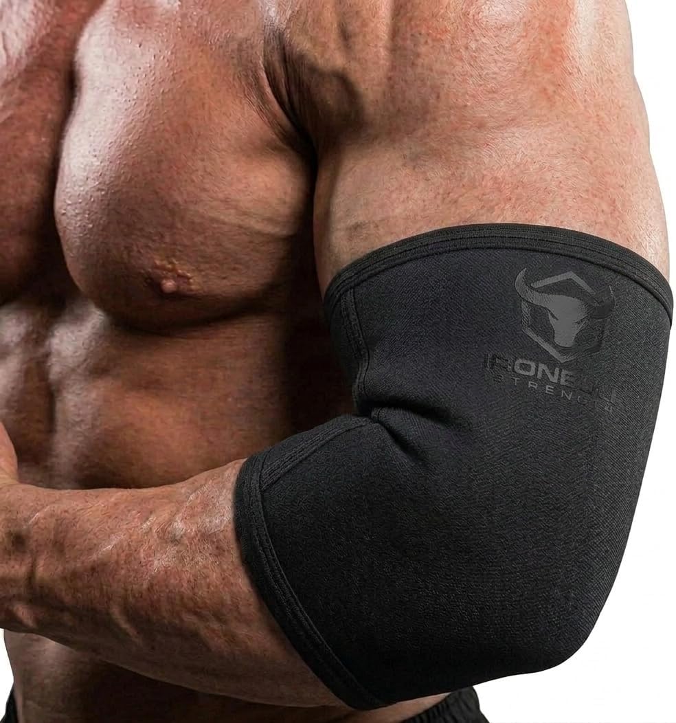 Elbow Sleeves 5mm (1 Pair) - High Performance Elbow Sleeve Support for Weightlifting, Weight Training & Powerlifting - Best Compression Straps - for Men and Women (Medium, Black/Black)