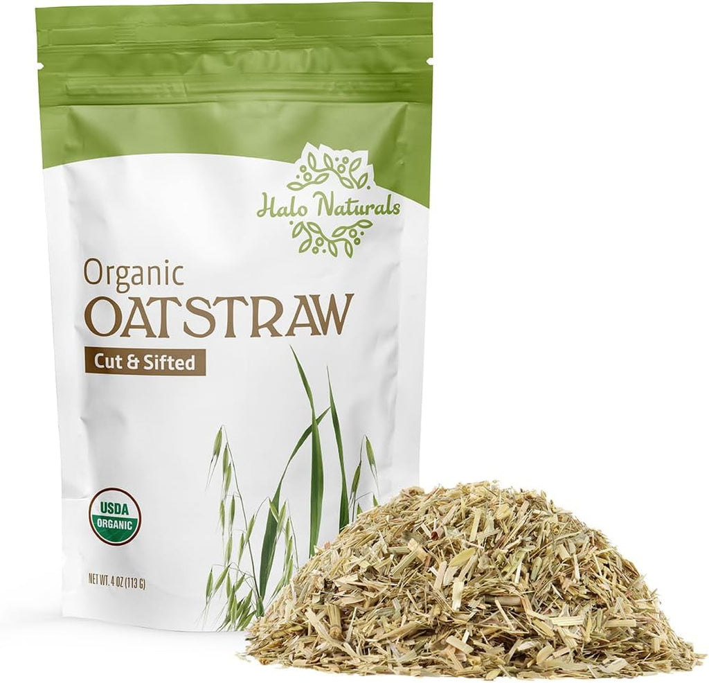 Halo Naturals Organic Oatstraw Cut & Sift, 4 Ounces, USDA Certified | Resealable Pouch| Packaged in The USA (Pack of 1)