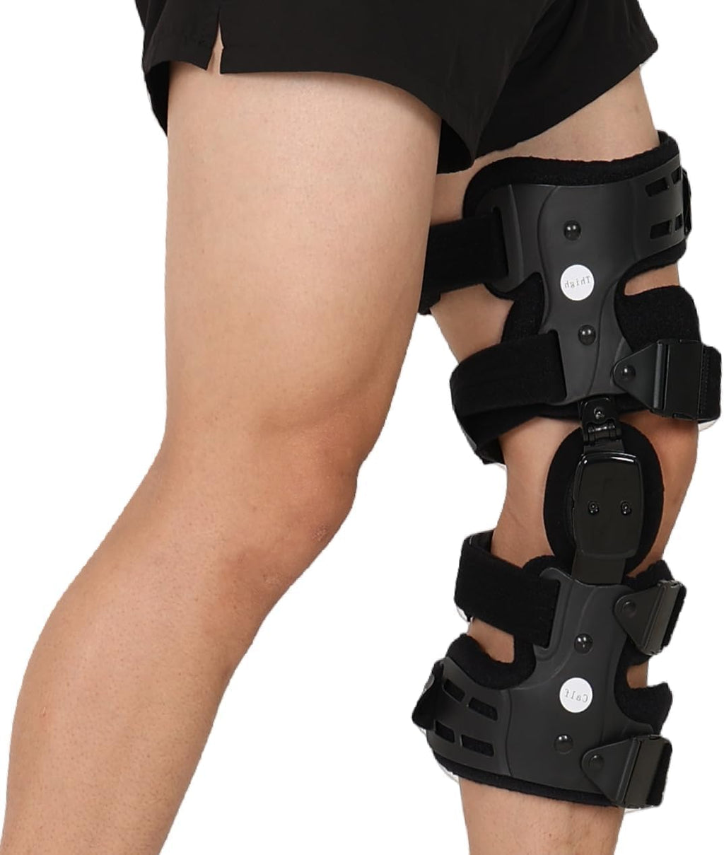 Orthomen Lateral Unloader Knee Brace for Osteoarthritis & Bone on Bone Pain, Adjustable Offloader Knee Support with Built-in Hex Key, Medical Grade for Men & Women (Left, Outside)