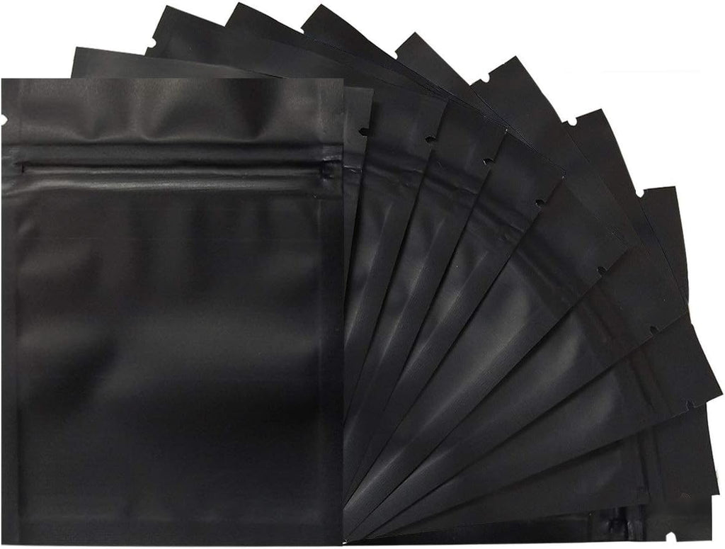 100 Pack Mylar Bags 3.3 x 5.1 Inch Resealable Smell Proof Bags Foil Pouch Bag Flat Bag Matte Black