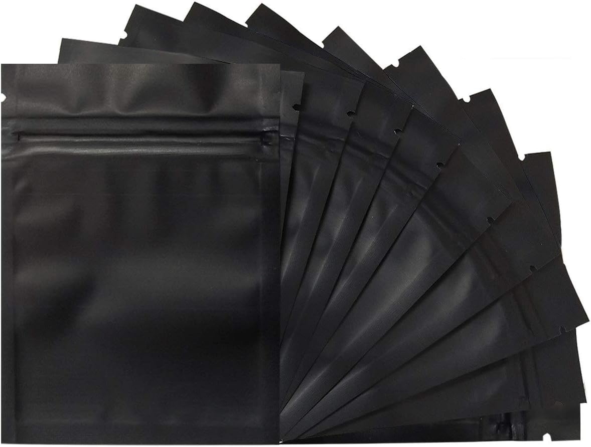 100 Pack Mylar Bags 3.3 x 5.1 Inch Resealable Smell Proof Bags Foil Pouch Bag Flat Bag Matte Black