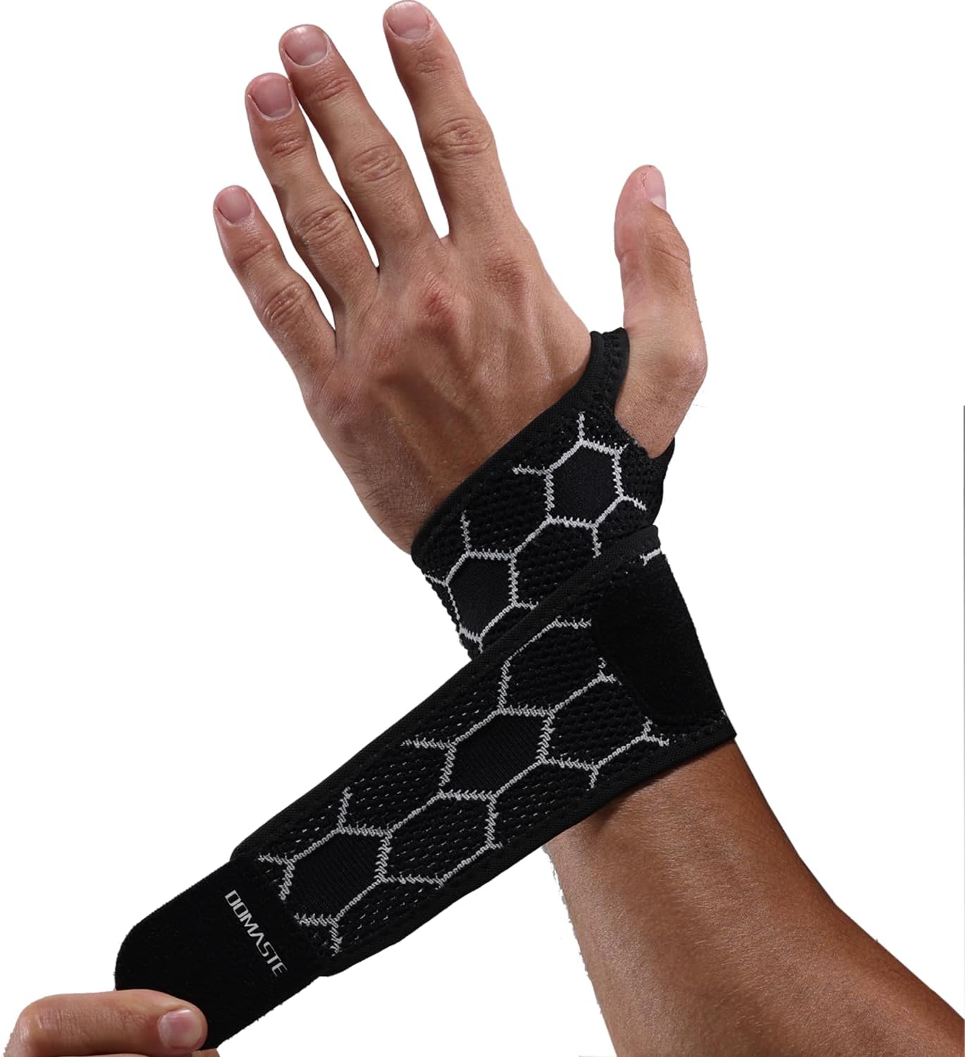 Sport Slim Wrist Wrap - Wrist Brace for Carpal Tunnel Relief, Neoprene-Free Compression Wrist Support for Workout, Adjustable Wrist Guards Fit Right Left Hand(Black, Pack of 1)
