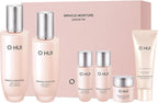 O HUI Miracle Moisture Set | Korean Skin Care Set, 2 Full Size + 4 Travel Essentials | Helps Strengthen Skin Barrier, Glowing Skin, Glass Skin | Softener Lotion, Face Wash, Emulsion | Ceramide, Peptide