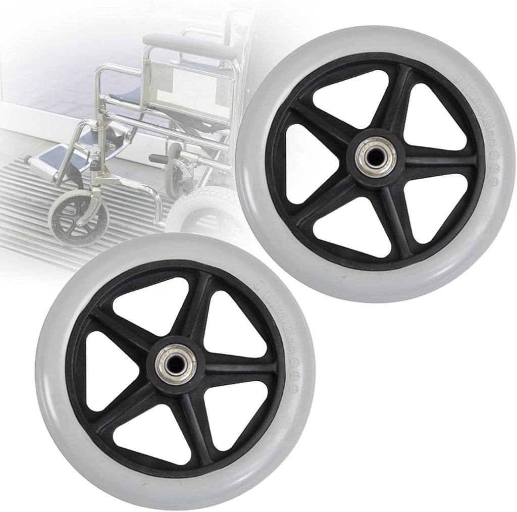 WORDFUN Front Wheelchair Wheels Replacement, 2pcs Solid Wheelchair Caster Wheels, Silent Scrolling Standard Caster Assembly, Puncture-Proof, for The Elderly and Sick, SizesAvailable