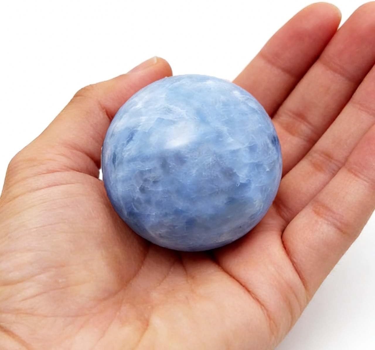 Natural Stone Healing Crystal Sphere Feng Shui Decor Positive Energy Tool for Wealth Meditation Protection Spiritual Space Diameter 4-5cm Celestite Sphere
