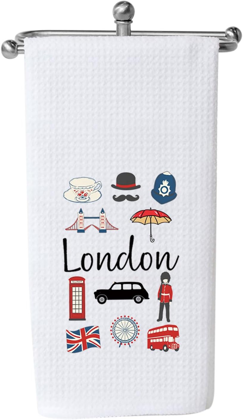 WCGXKO London Travel Gift London City Skyline London Kitchen Decor Housewarming Gift Office Towel (London Towel)