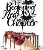 A Sweet Ending to A New Beginning Cake Topper,The Adventure Begins,Farewell Party Decorations,Graduation Retirement Engagement Baby Shower Party Decorations Black Glitter