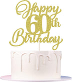 Happy Birthday Cake Topper,for Celebrating Happy Birthday Anniversary Theme Party Cake Decorations (60 gold)