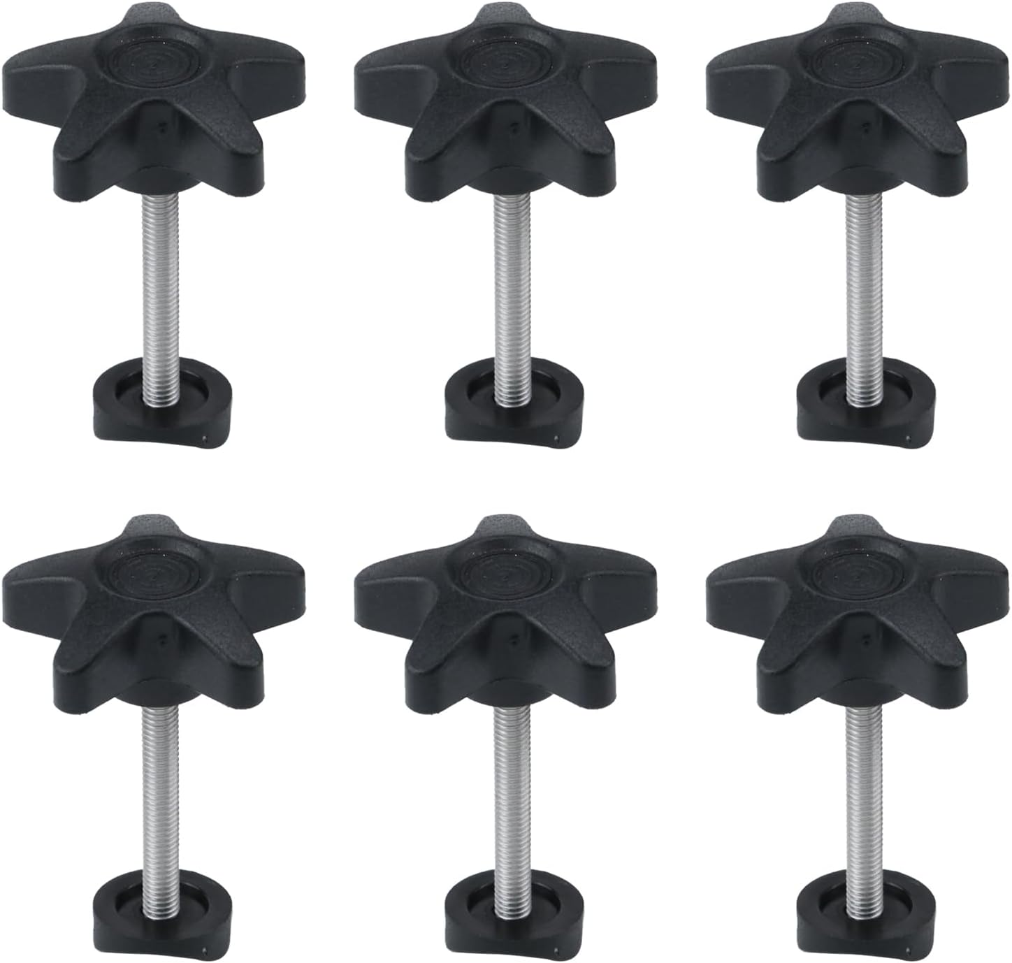 Crapyt 6 PCS Adjustment Bolts Drive Walker Replacement Parts 1.81"×0.79" Black Replacement Parts for Walkers Star Knobs
