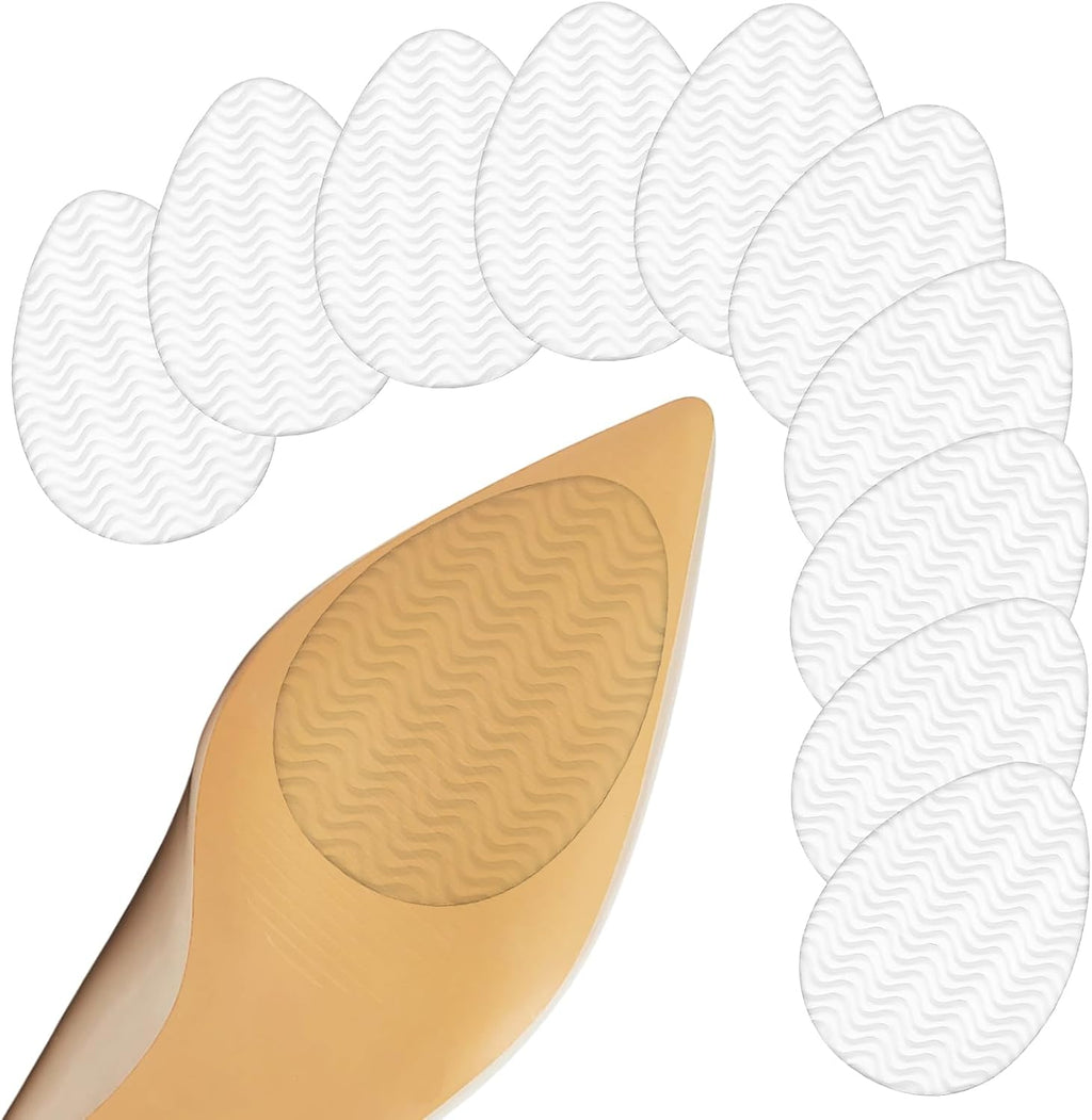 5 Pairs (10 Pads) Clear Non Slip Shoe Pads, Shoe Grips on Bottom of Shoes, Anti Slip Heel Sole Protectors, Silicone Shoe Gummies for Heels, Stilettos Dress Shoes & Pumps