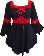 Dare to Wear Renaissance Corset Top: Victorian Gothic Boho Women's Peasant Festival Fair Cosplay Lace Blouse