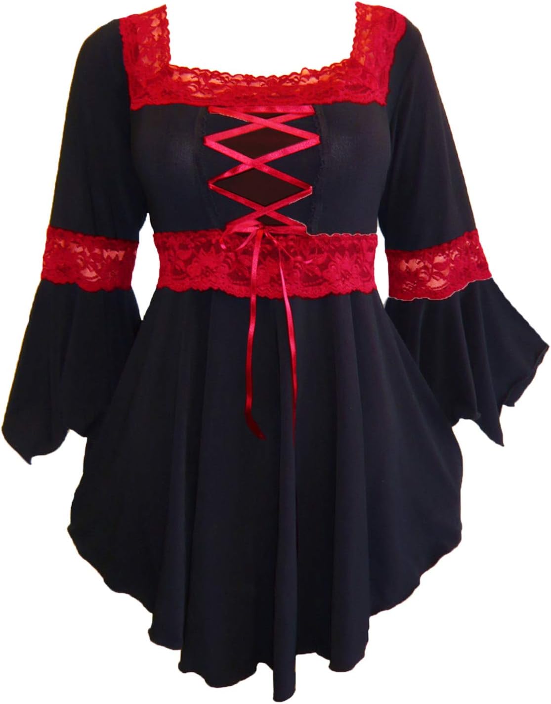 Dare to Wear Renaissance Corset Top: Victorian Gothic Boho Women's Peasant Festival Fair Cosplay Lace Blouse