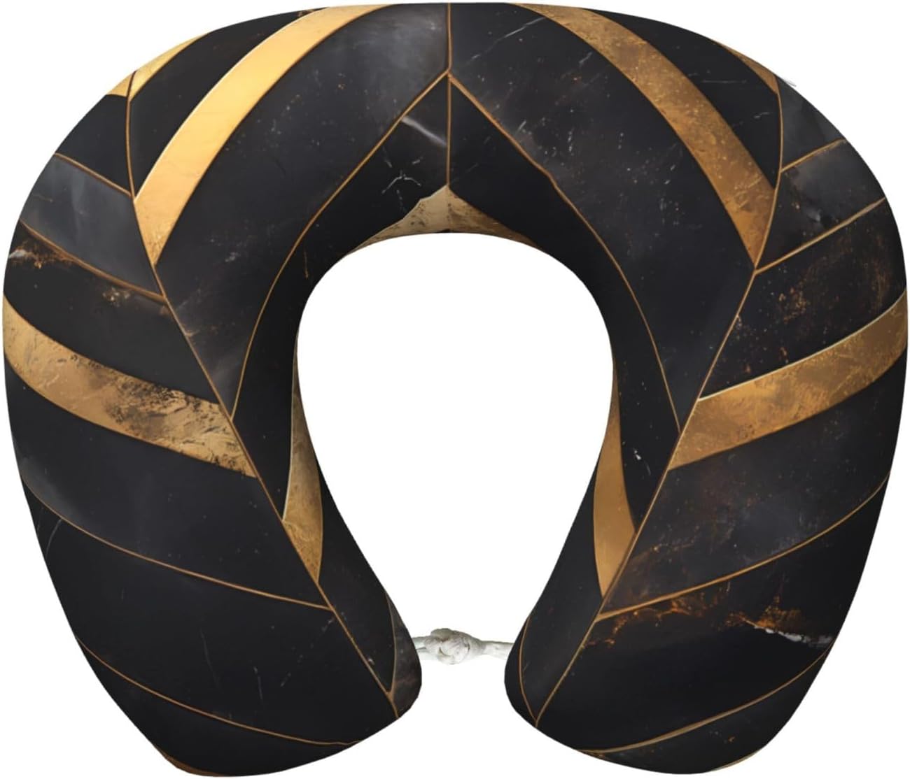 Black Gold Marble Memory Foam Travel Pillow, Soft U-Shaped Neck Support with Washable Cover and Adjustable Snap for Travel & Rest
