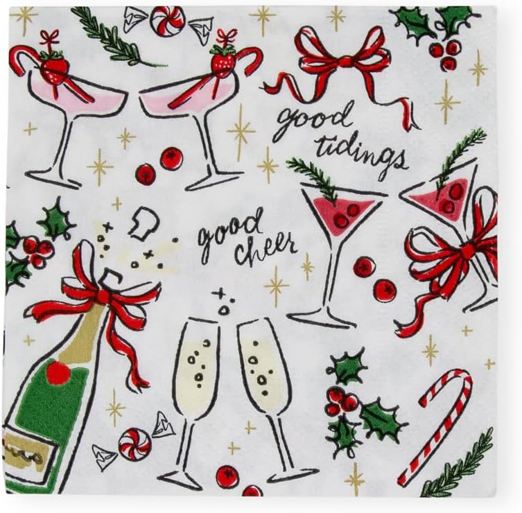 Let's Be Merry Paper Cocktail Napkins - 20 Per Package