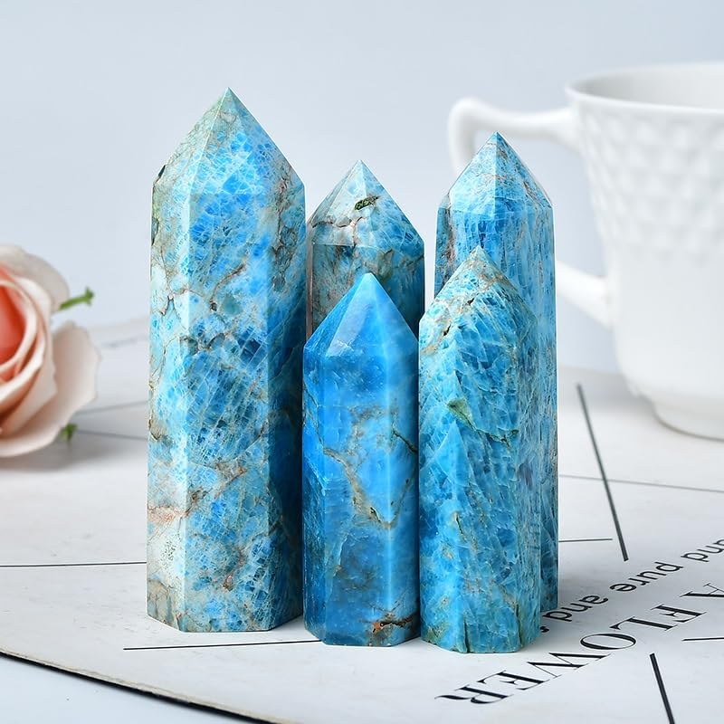 Natural Light Color Blue Apatite Crystal Healing Stone Obelisk Quartz Beautiful Ornament for Home Decor Energy Stone(60-70mm)
