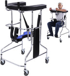 Adult Standing Walker for Seniors, Hemiplegia Lower Limb Rehabilitation Training Standing Frame Anti-Rollover Standing Walker for Disabled, Adjustable Height, with Stands 220lbs (Women's)