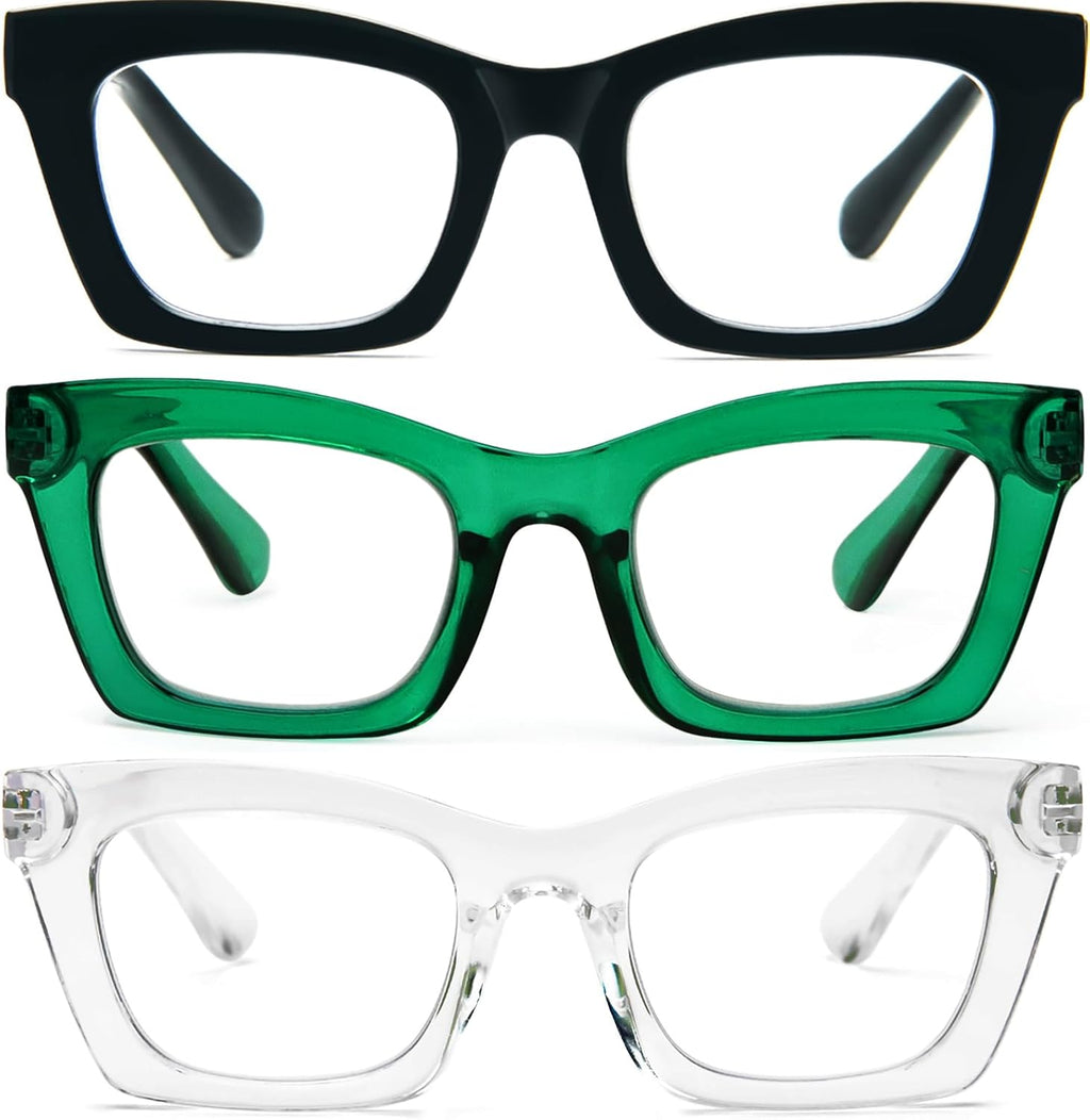 REAVEE Reading Glasses for Women, Blue Light Blocking Stylish Oversized Computer Readers Spring Hinge