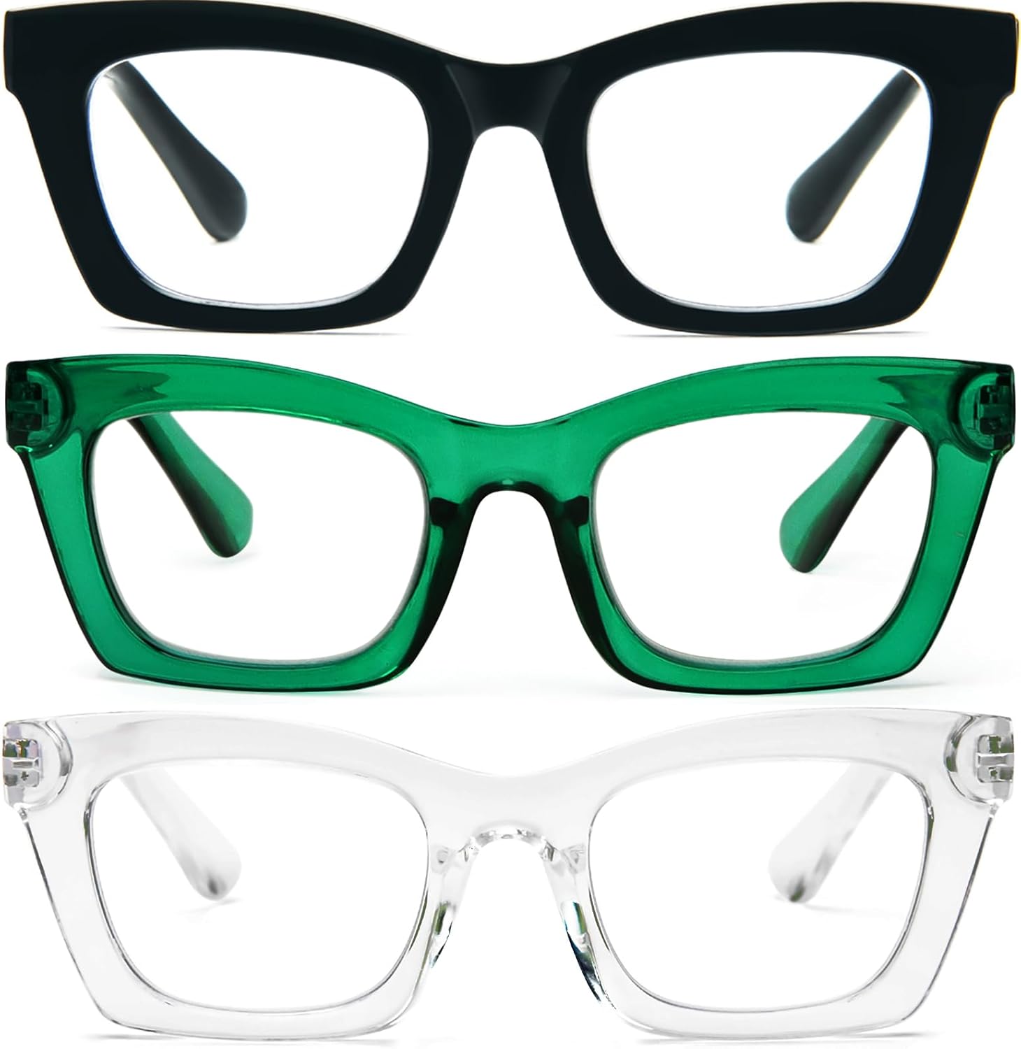 REAVEE Reading Glasses for Women, Blue Light Blocking Stylish Oversized Computer Readers Spring Hinge