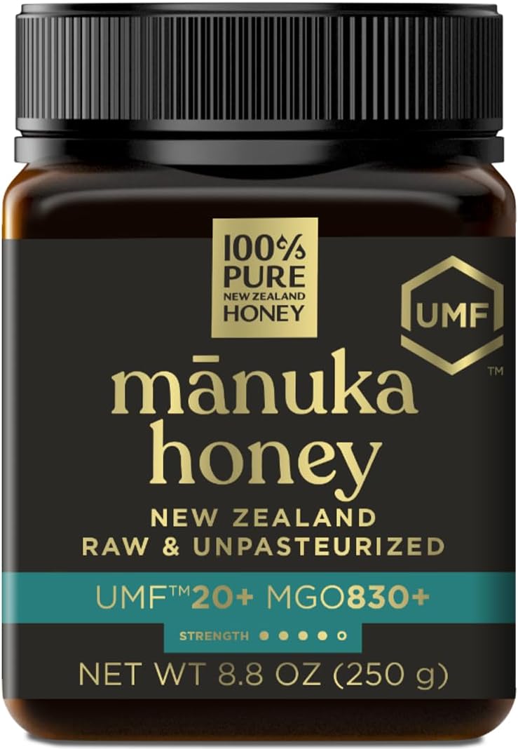 Manuka Honey UMF 20+ MGO 830+ 100% Pure New Zealand Raw & Unfiltered, Certified Award Winning, Silky Smooth Taste & Texture 8.8 Oz